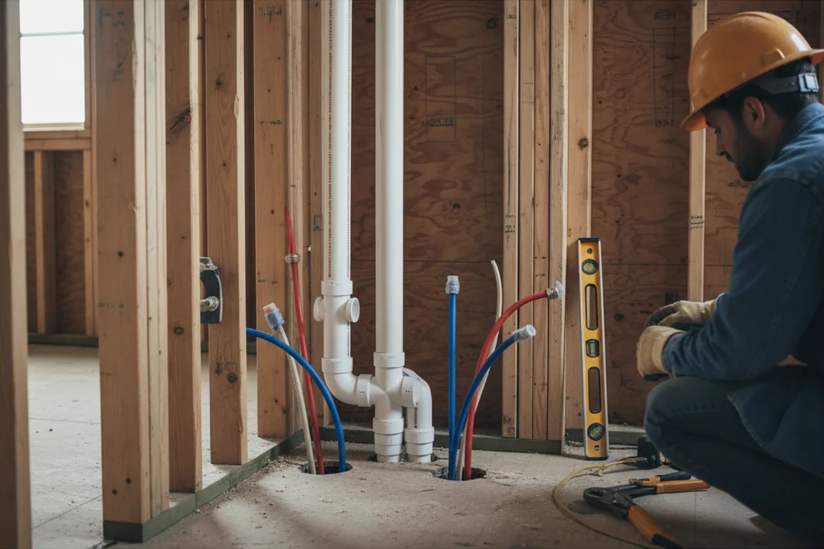 Drain and supply rough-in during Drain Cleaning in New Berlin