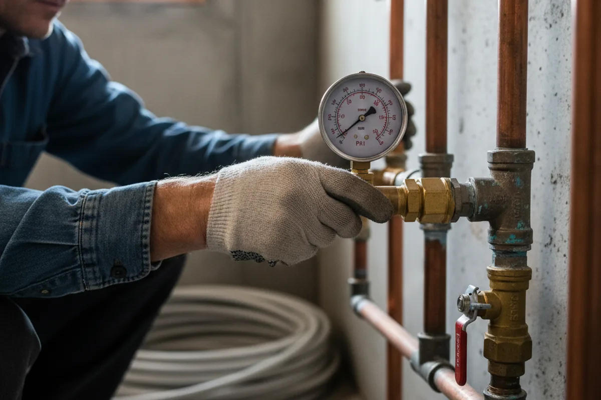 Pressure testing a repaired line during Water Line Repair in New Berlin