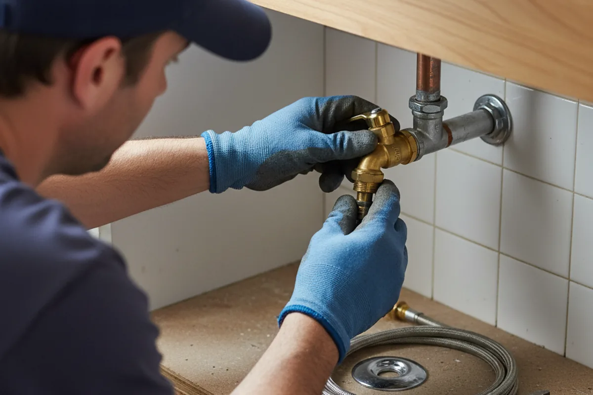 Shutoff valve and fitting work during Burst Pipe Repair in New Berlin